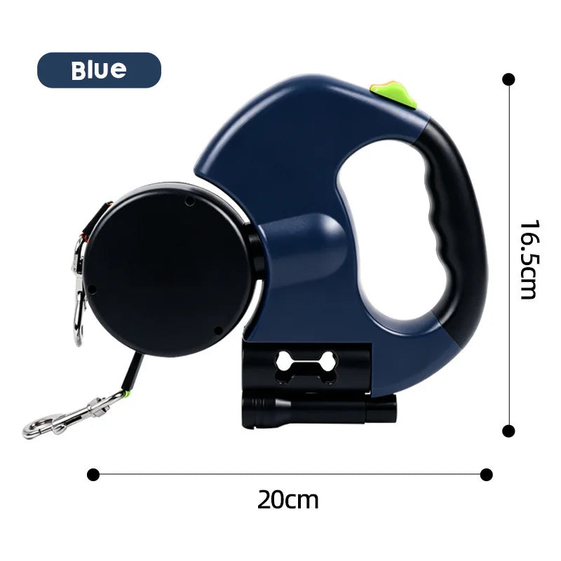 360° Swivel Dual Head Retractable Dog Leash One Hand Control for Medium Large Dogs 2026 New
